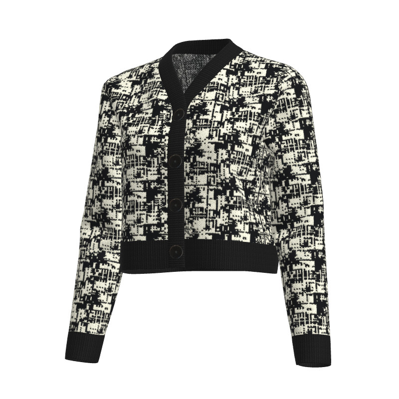 Merino Jacquard Wool Lady's Cardigan